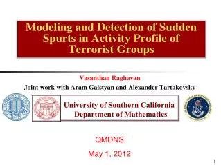 Modeling and Detection of Sudden Spurts in Activity Profile of Terrorist Groups