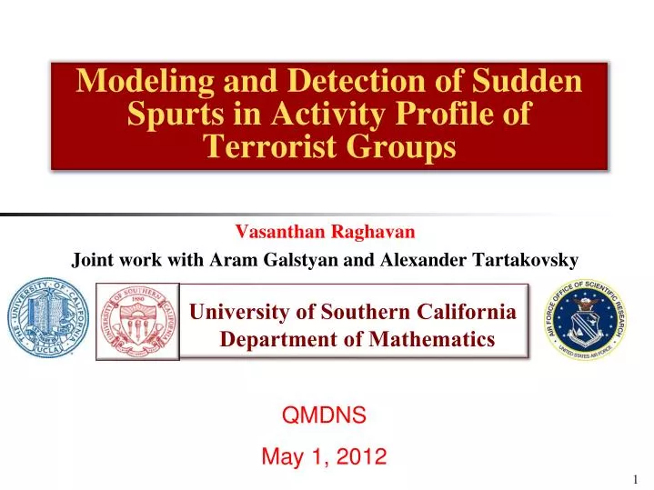 modeling and detection of sudden spurts in activity profile of terrorist groups