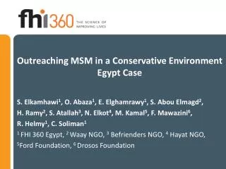 Outreaching MSM in a Conservative Environment Egypt Case
