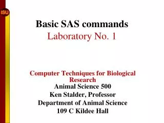 Basic SAS commands Laboratory No. 1
