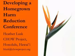 Developing a Homegrown Harm Reduction Conference