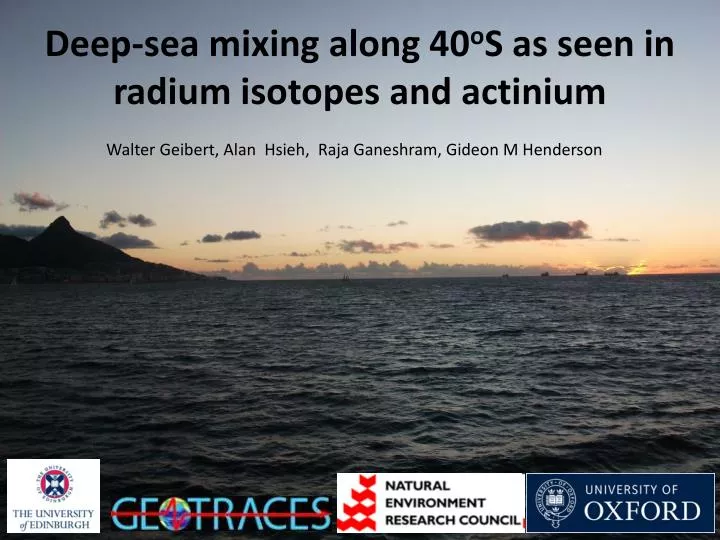 deep sea mixing along 40 o s as seen in radium isotopes and actinium