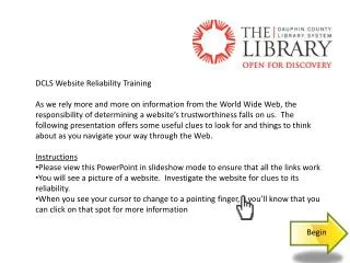 DCLS Website Reliability Training