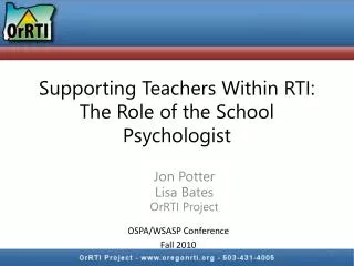 Supporting Teachers Within RTI: The Role of the School Psychologist