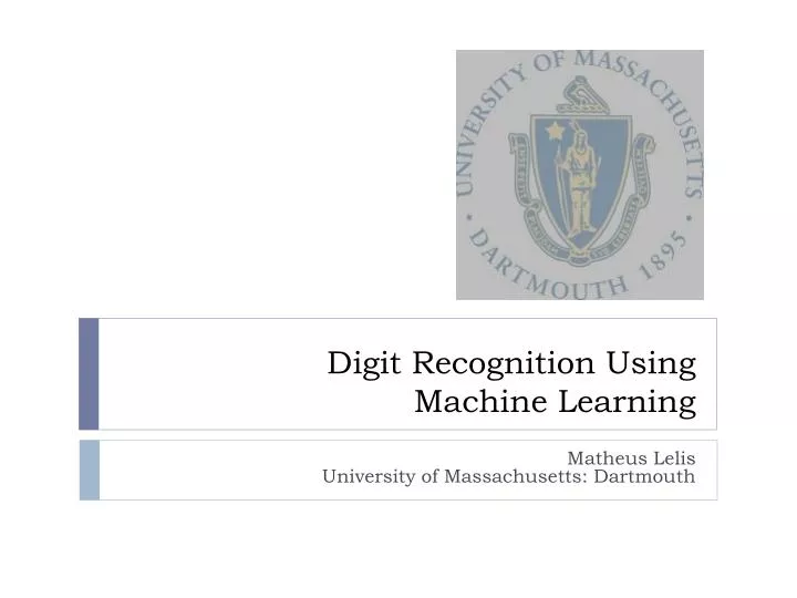 digit recognition using machine learning