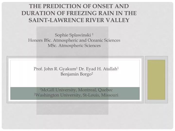 the prediction of onset and duration of freezing rain in the saint lawrence river valley