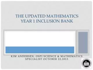 The Updated Mathematics Year 1 Inclusion Bank