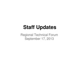 Staff Updates