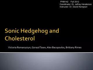 Sonic Hedgehog and Cholesterol