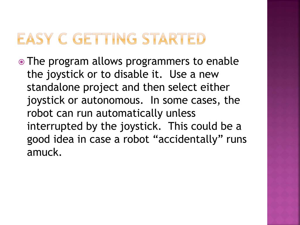 PPT - Easy C: Getting Started Robotics Program PowerPoint Presentation ...