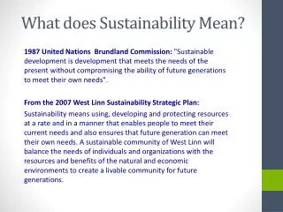 What does Sustainability Mean?