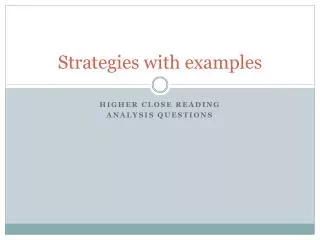 Strategies with examples