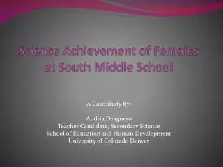 science achievement of females at south middle school