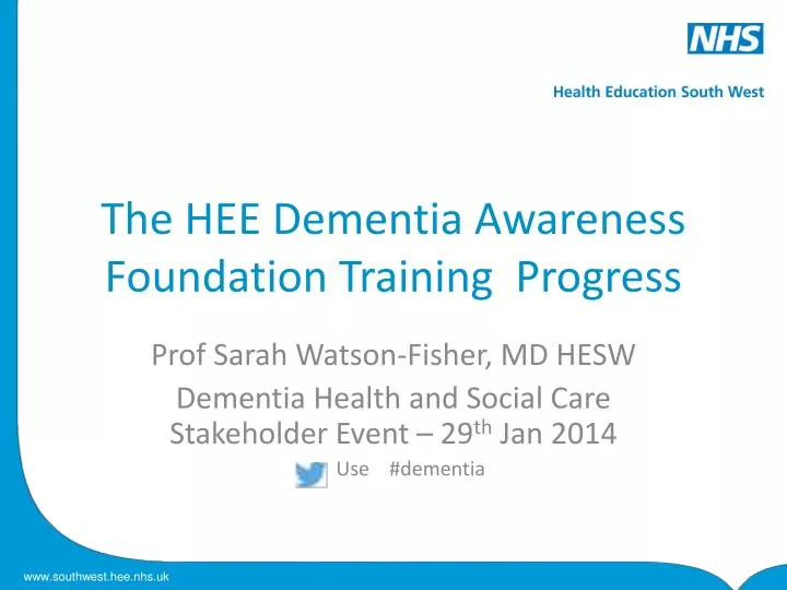 the hee dementia awareness foundation training progress
