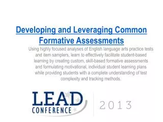 Developing and Leveraging Common Formative Assessments
