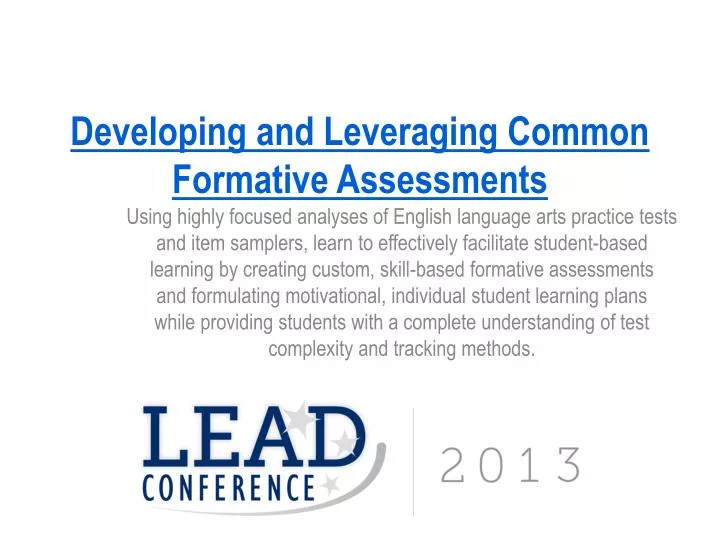 developing and leveraging common formative assessments