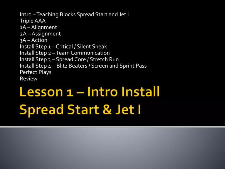 lesson 1 intro install spread start jet i