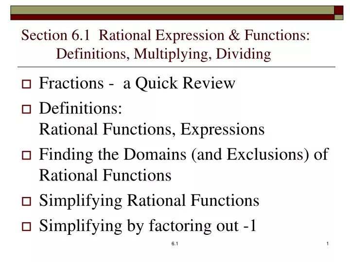 section 6 1 rational expression functions definitions multiplying dividing