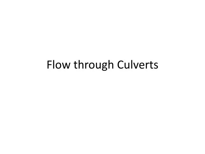 flow through culverts