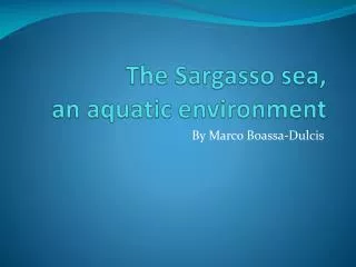 The Sargasso sea, an aquatic environment