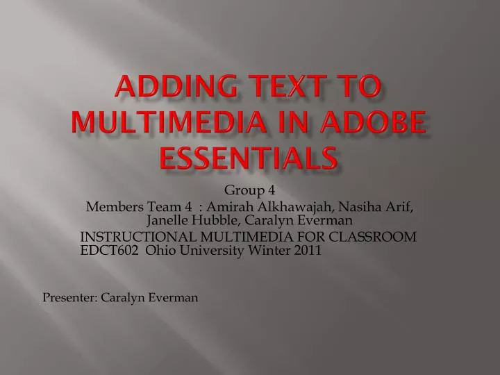 adding text to multimedia in adobe essentials