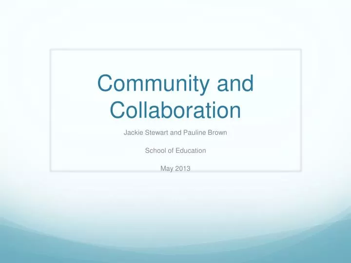 community and collaboration