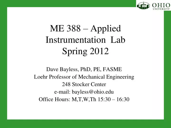 me 388 applied instrumentation lab spring 2012