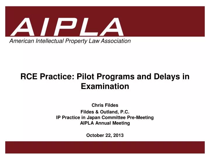 rce practice pilot programs and delays in examination