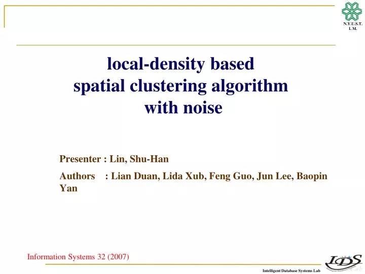 local density based spatial clustering algorithm with noise