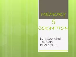 MEMORY &amp; COGNITION