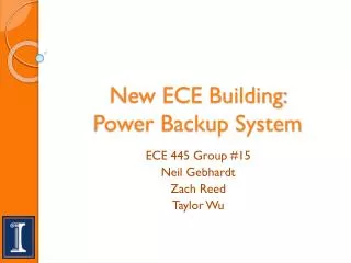 New ECE Building: Power Backup System