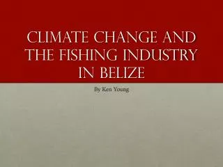Climate change and the fishing industry in belize
