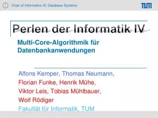 Multi-Core- Algorithmik für Datenbankanwendungen