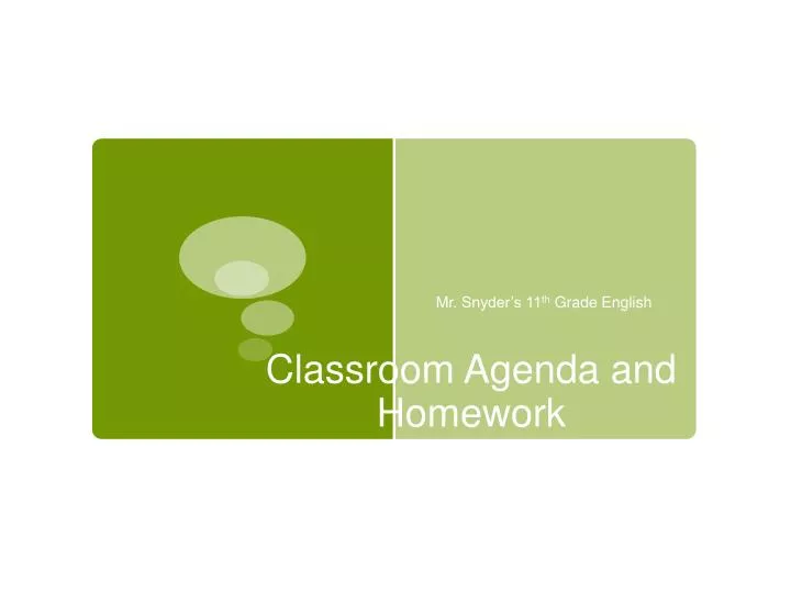 classroom agenda and homework