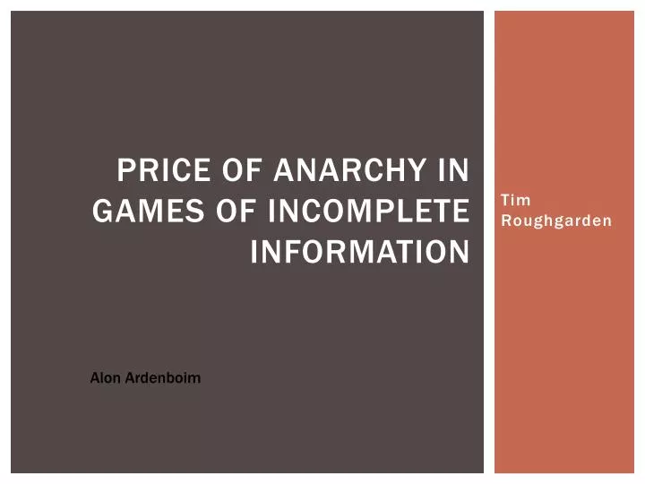 price of anarchy in games of incomplete information