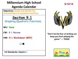 Millennium High School Agenda Calendar