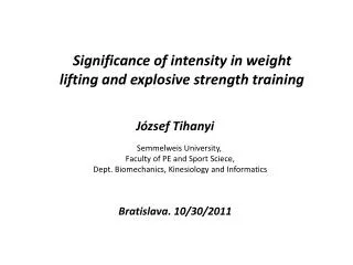 Significance of intensity in weight lifting and explosive strength training