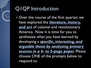 Q1QP Introduction