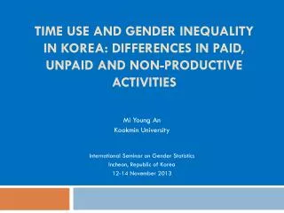 Mi Young An Kookmin University International Seminar on Gender Statistics