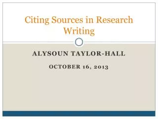 Citing Sources in Research Writing