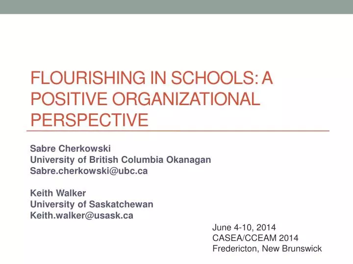 flourishing in schools a positive organizational perspective