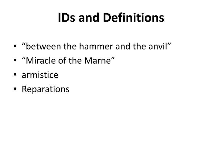 ids and definitions