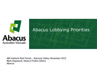 Abacus Lobbying Priorities