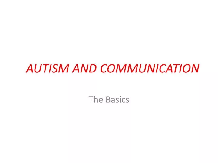 autism and communication