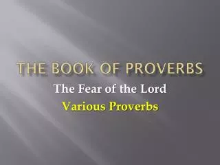 The Book of Proverbs