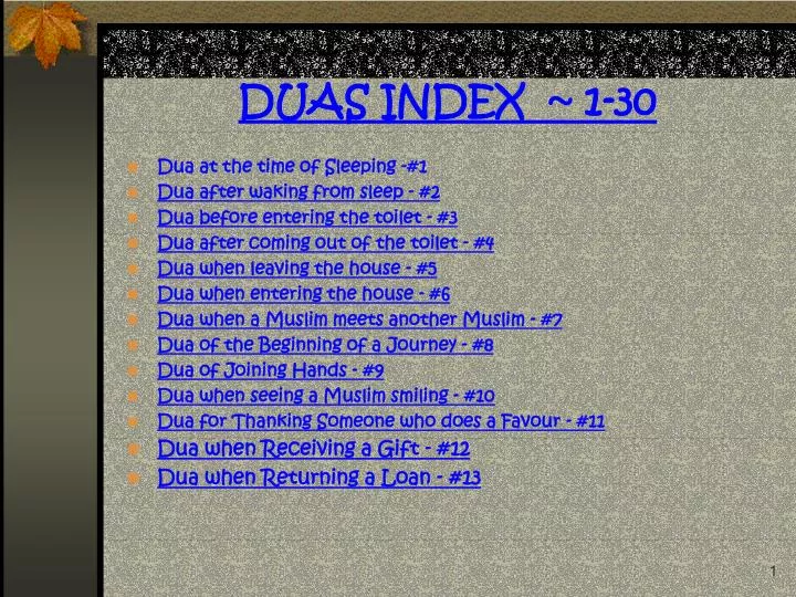 duas index 1 30