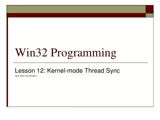 Win32 Programming