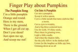 Finger Play about Pumpkins
