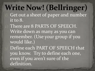 Write Now! ( Bellringer )