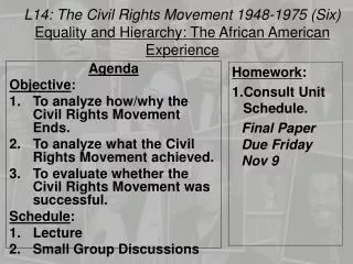 L14: The Civil Rights Movement 1948-1975 ( Six )